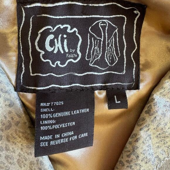 Vintage Suede Leather Jacket with Animal Leopard Snake Print Western Vibes, L/XL - Picture 4 of 4